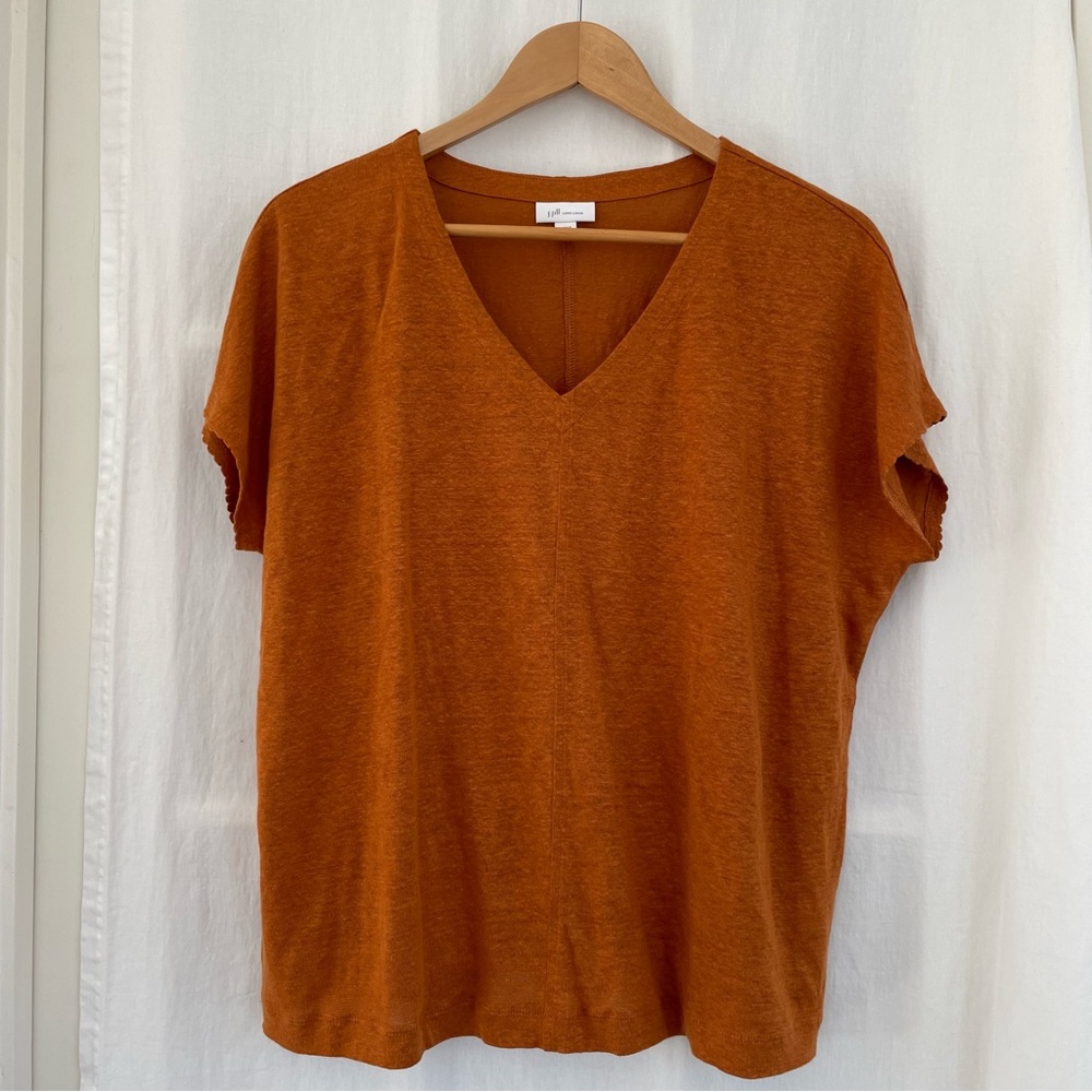 J. Jill Burnt Orange V-Neck Short Sleeve Top